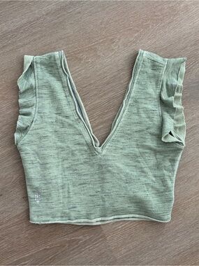 Free People V-Neck Ruffle Sleeve Crop Top
